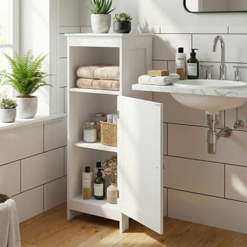Morano badeværelsesskab 30x80 cm Wienerflet - hvid og sølvfarvet - Hus & renovering - Køkken & bad - Badeværelse - Badeværelsesmøbler - Badeværelsesskab