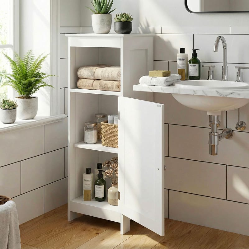 Morano badeværelsesskab 30x80 cm Wienerflet - hvid og sølvfarvet - Hus & renovering - Køkken & bad - Badeværelse - Badeværelsesmøbler - Badeværelsesskab