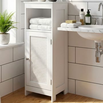 Morano badeværelsesskab 30x80 cm Wienerflet - hvid og sølvfarvet - Hus & renovering - Køkken & bad - Badeværelse - Badeværelsesmøbler - Badeværelsesskab