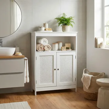 Moreri badeværelsesskab 60 cm Wienerflet - hvid og sølvfarvet - Hus & renovering - Køkken & bad - Badeværelse - Badeværelsesmøbler - Badeværelsesskab