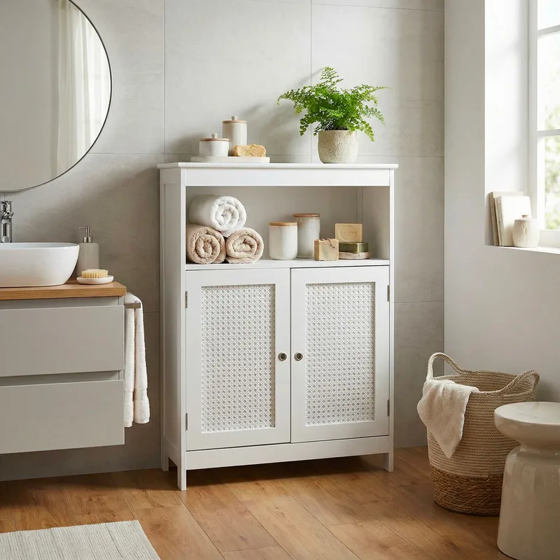 Moreri badeværelsesskab 60 cm Wienerflet - hvid og sølvfarvet - Hus & renovering - Køkken & bad - Badeværelse - Badeværelsesmøbler - Badeværelsesskab