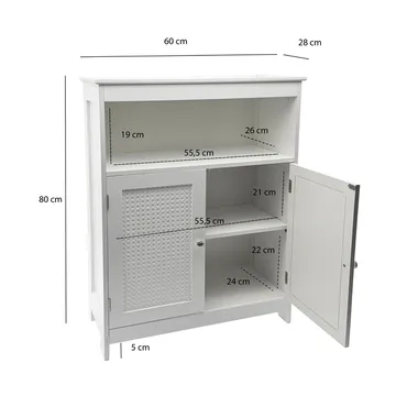 Moreri badeværelsesskab 60 cm Wienerflet - hvid og sølvfarvet - Hus & renovering - Køkken & bad - Badeværelse - Badeværelsesmøbler - Badeværelsesskab