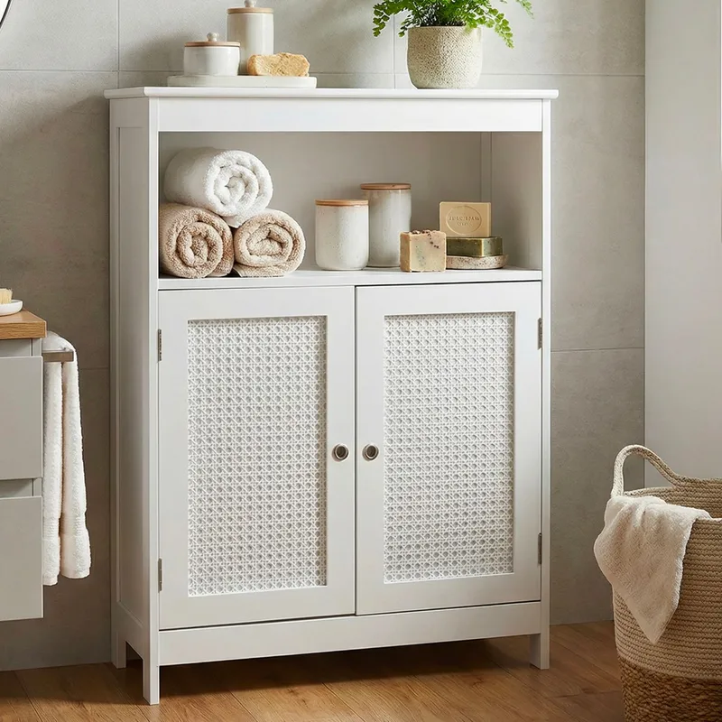 Moreri badeværelsesskab 60 cm Wienerflet - hvid og sølvfarvet - Hus & renovering - Køkken & bad - Badeværelse - Badeværelsesmøbler - Badeværelsesskab