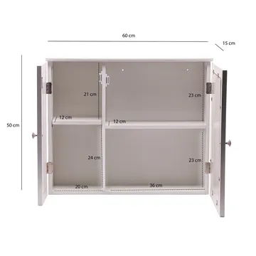 Morilo badeværelsesskab med spejl 60 cm Wienerflet - Hvid med sølvfarvede håndtag - Hus & renovering - Køkken & bad - Badeværelse - Badeværelsesmøbler - Spejlskabe