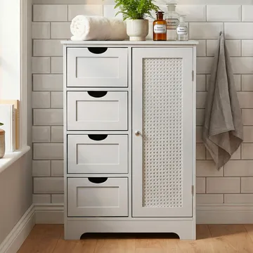 Moruna badeværelsesskab 55 cm - hvid og sølvfarvet - Hus & renovering - Køkken & bad - Badeværelse - Badeværelsesmøbler - Badeværelsesskab
