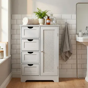 Moruna badeværelsesskab 55 cm - hvid og sølvfarvet - Hus & renovering - Køkken & bad - Badeværelse - Badeværelsesmøbler - Badeværelsesskab