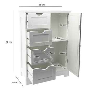 Moruna badeværelsesskab 55 cm - hvid og sølvfarvet - Hus & renovering - Køkken & bad - Badeværelse - Badeværelsesmøbler - Badeværelsesskab