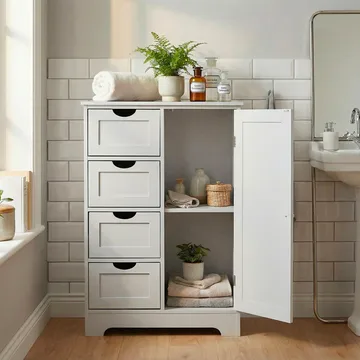 Moruna badeværelsesskab 55 cm - hvid og sølvfarvet - Hus & renovering - Køkken & bad - Badeværelse - Badeværelsesmøbler - Badeværelsesskab