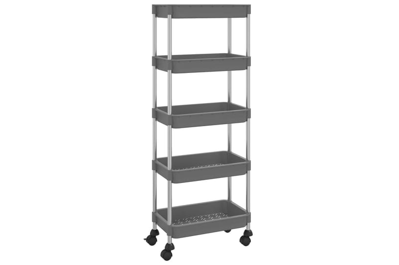køkkenvogn med 5 hylder 40x22x116 cm jern og ABS grå - Grå - Hus & renovering - Køkken & bad - Badeværelse - Badeværelsesmøbler - Rullevogn badeværelse