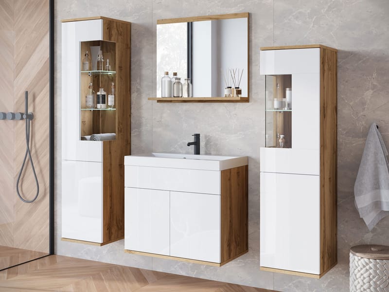 Serlin Badeværelsesmøbelsæt med LED-belysning - Hus & renovering - Køkken & bad - Badeværelse - Badeværelsesmøbler - Komplette møbelpakker