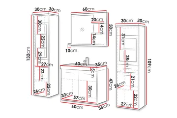 Somender Møbelsæt til Badeværelse 132 cm - Hus & renovering - Køkken & bad - Badeværelse - Badeværelsesmøbler - Komplette møbelpakker