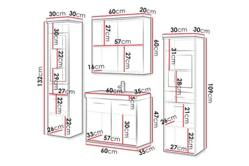 Somender Møbelsæt til Badeværelse 132 cm - Hus & renovering - Køkken & bad - Badeværelse - Badeværelsesmøbler - Komplette møbelpakker
