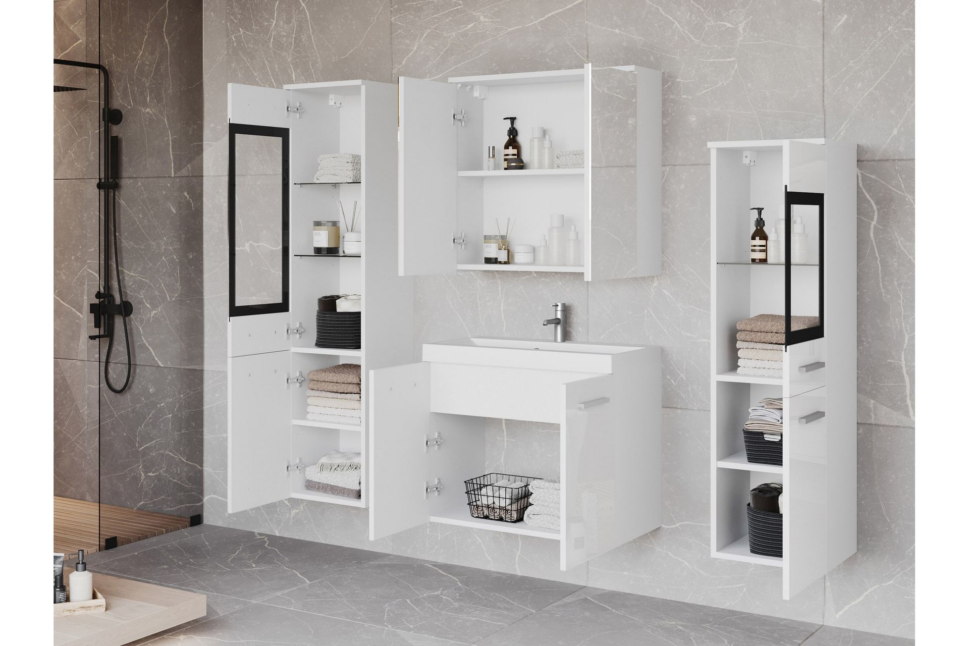 Somender Møbelsæt til Badeværelse 132 cm - Hus & renovering - Køkken & bad - Badeværelse - Badeværelsesmøbler - Komplette møbelpakker