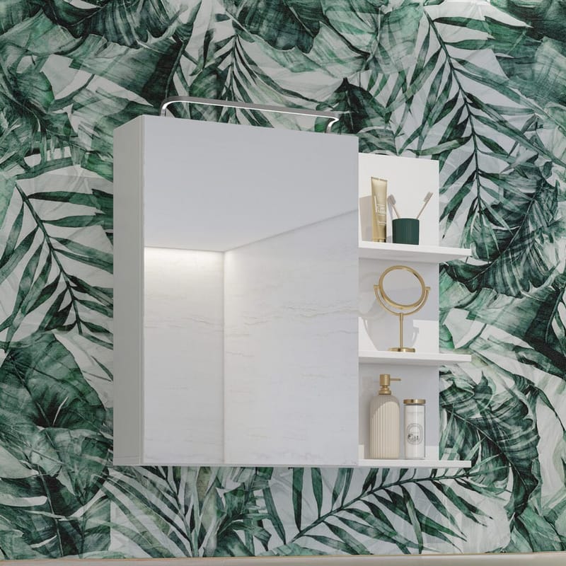 Spejlskab Irvine 1 dør - Hvid glans - Hus & renovering - Køkken & bad - Badeværelse - Badeværelsesmøbler - Spejlskabe