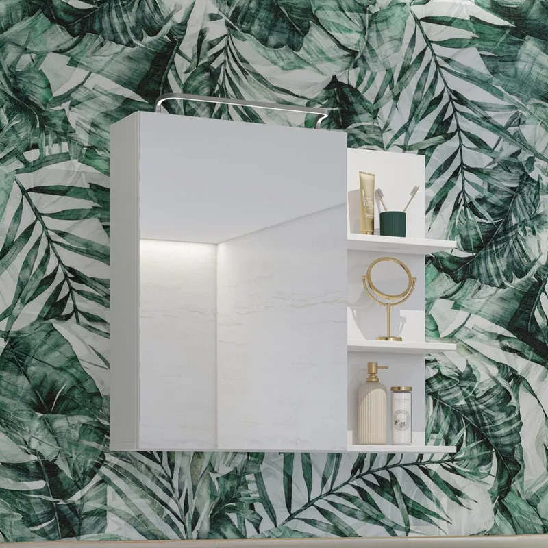 Spejlskab Irvine 1 dør - Hvid glans - Hus & renovering - Køkken & bad - Badeværelse - Badeværelsesmøbler - Spejlskabe