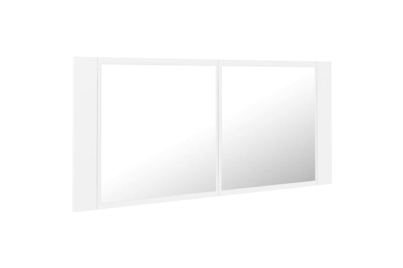 badeværelsesskab m. spejl + LED-lys 100x12x45 cm hvid - Hvid - Spejlskabe