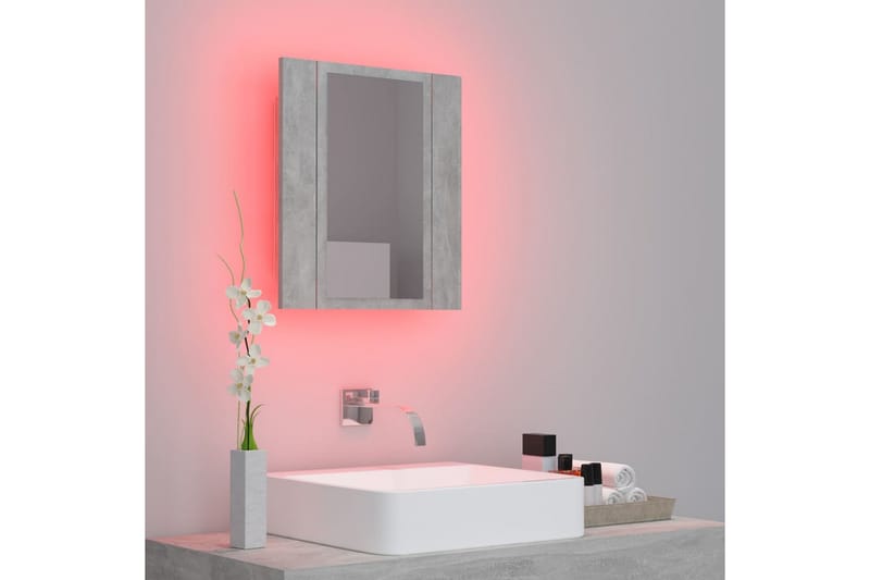 badeværelsesskab m. spejl + LED-lys 40x12x45 cm betongrå - Grå - Hus & renovering - Køkken & bad - Badeværelse - Badeværelsesmøbler - Spejlskabe