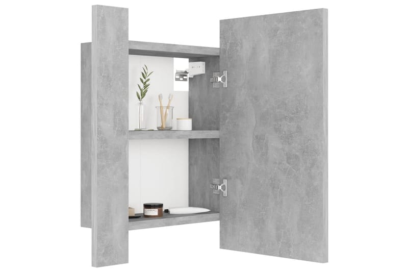 badeværelsesskab m. spejl + LED-lys 40x12x45 cm betongrå - Grå - Hus & renovering - Køkken & bad - Badeværelse - Badeværelsesmøbler - Spejlskabe