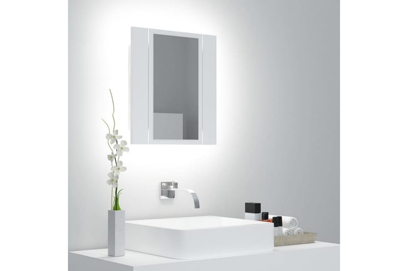 badeværelsesskab m. spejl + LED-lys 40x12x45 cm hvid - Hvid - Hus & renovering - Køkken & bad - Badeværelse - Badeværelsesmøbler - Spejlskabe