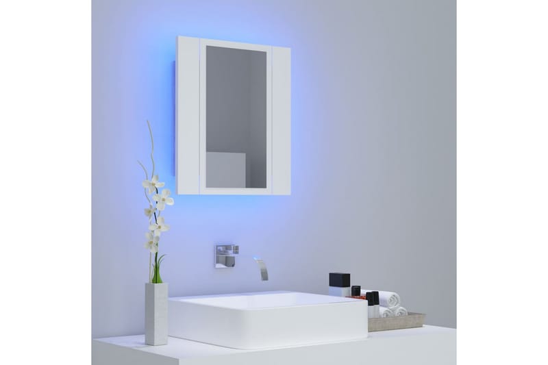 badeværelsesskab m. spejl + LED-lys 40x12x45 cm hvid - Hvid - Hus & renovering - Køkken & bad - Badeværelse - Badeværelsesmøbler - Spejlskabe