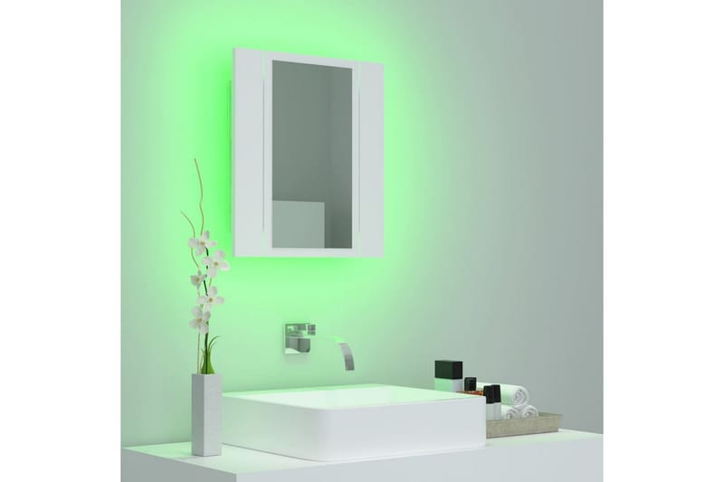 badeværelsesskab m. spejl + LED-lys 40x12x45 cm hvid - Hvid - Spejlskabe