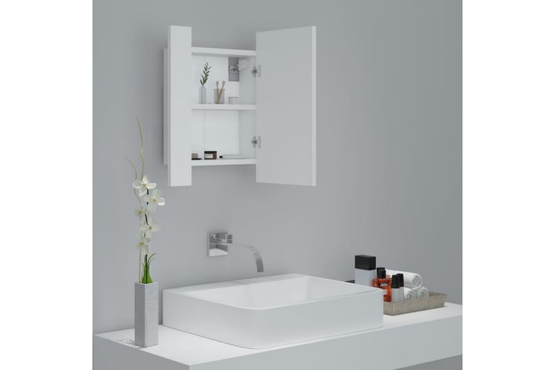 badeværelsesskab m. spejl + LED-lys 40x12x45 cm hvid - Hvid - Hus & renovering - Køkken & bad - Badeværelse - Badeværelsesmøbler - Spejlskabe