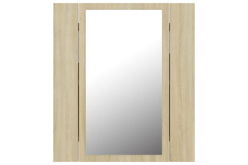 badeværelsesskab m. spejl + LED-lys 40x12x45 cm sonoma-eg - Brun - Spejlskabe