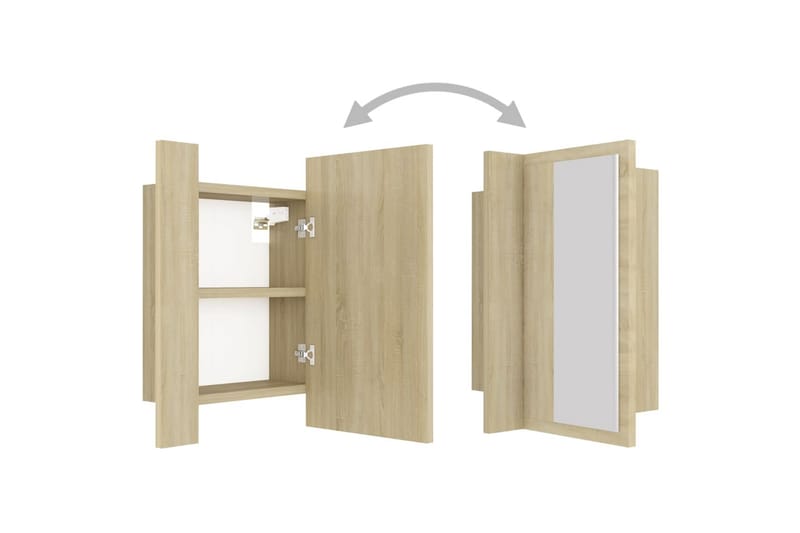 badeværelsesskab m. spejl + LED-lys 40x12x45 cm sonoma-eg - Brun - Hus & renovering - Køkken & bad - Badeværelse - Badeværelsesmøbler - Spejlskabe