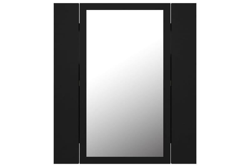 badeværelsesskab m. spejl + LED-lys 40x12x45 cm sort - Sort - Spejlskabe