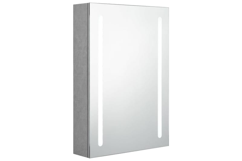 badeværelsesskab m. spejl + LED-lys 50x13x70 cm betongrå - Spejlskabe