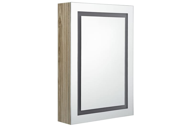 badeværelsesskab m. spejl + LED-lys 50x13x70 cm eg - Brun - Hus & renovering - Køkken & bad - Badeværelse - Badeværelsesmøbler - Spejlskabe