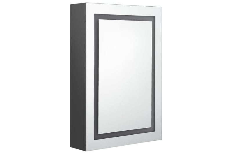 badeværelsesskab m. spejl + LED-lys 50x13x70 cm grå - Grå - Spejlskabe