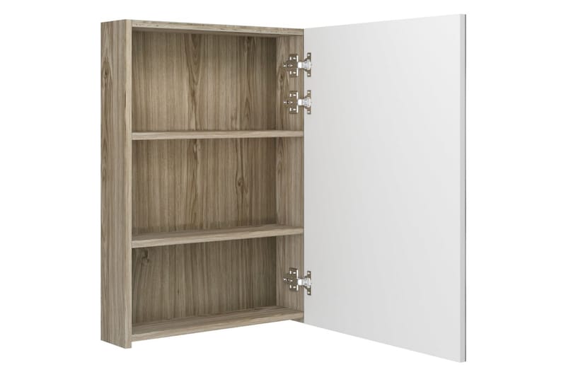badeværelsesskab m. spejl + LED-lys 50x13x70 cm hvid og eg - Brun - Hus & renovering - Køkken & bad - Badeværelse - Badeværelsesmøbler - Spejlskabe