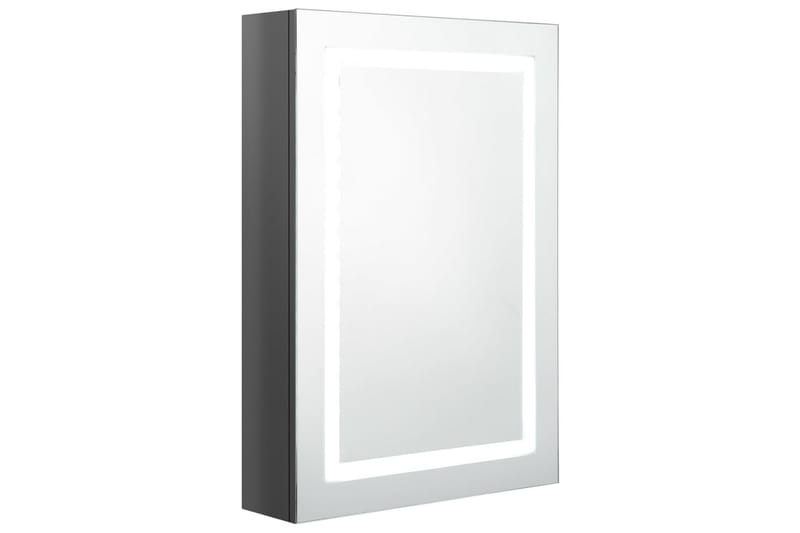 badeværelsesskab m. spejl + LED-lys 50x13x70 cm skinnende - Grå - Spejlskabe