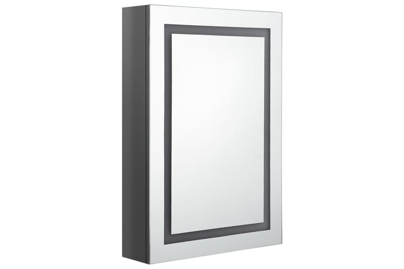 badeværelsesskab m. spejl + LED-lys 50x13x70 cm skinnende - Grå - Spejlskabe