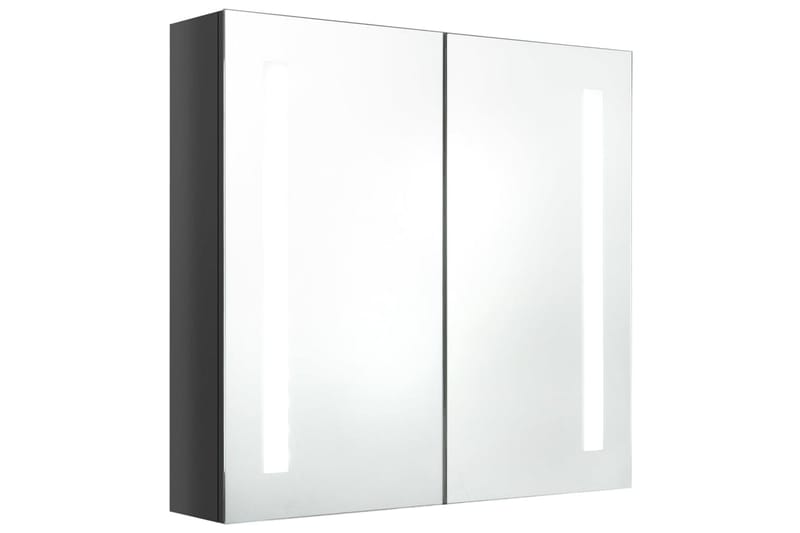 badeværelsesskab m. spejl + LED-lys 62x14x60 cm skinnende - Spejlskabe