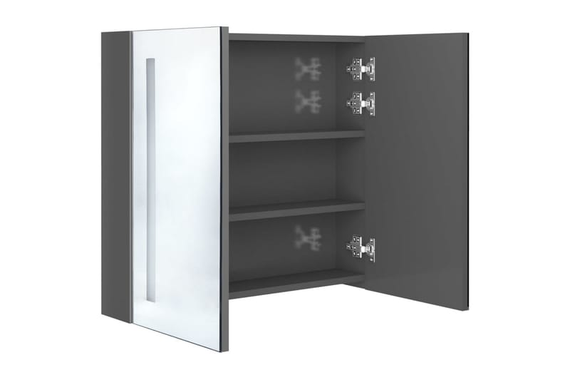 badeværelsesskab m. spejl + LED-lys 62x14x60 cm skinnende - Hus & renovering - Køkken & bad - Badeværelse - Badeværelsesmøbler - Spejlskabe