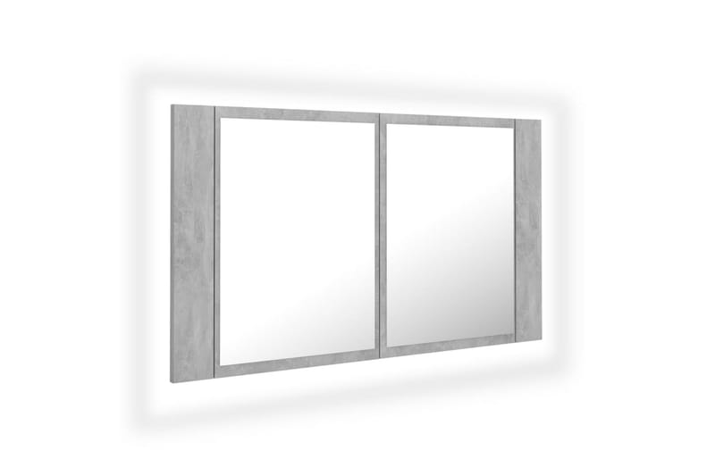 badeværelsesskab m. spejl + LED-lys 80x12x45 cm betongrå - Grå - Hus & renovering - Køkken & bad - Badeværelse - Badeværelsesmøbler - Spejlskabe