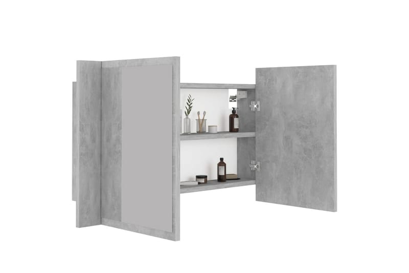 badeværelsesskab m. spejl + LED-lys 80x12x45 cm betongrå - Grå - Spejlskabe