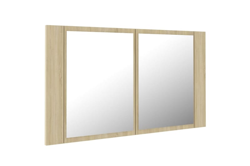 badeværelsesskab m. spejl + LED-lys 80x12x45 cm sonoma-eg - Brun - Hus & renovering - Køkken & bad - Badeværelse - Badeværelsesmøbler - Spejlskabe