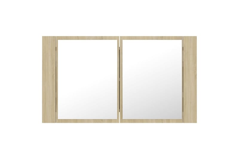 badeværelsesskab m. spejl + LED-lys 80x12x45 cm sonoma-eg - Brun - Hus & renovering - Køkken & bad - Badeværelse - Badeværelsesmøbler - Spejlskabe