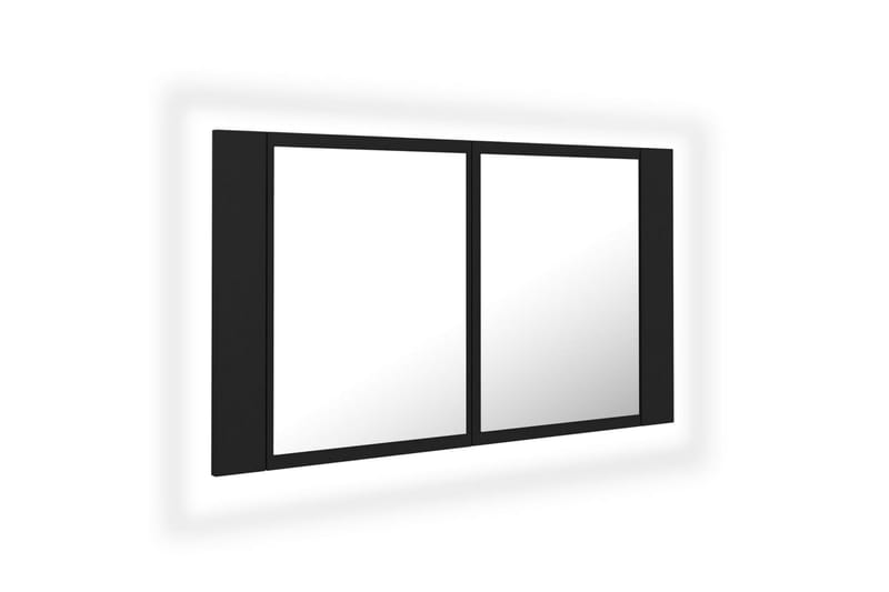 badeværelsesskab m. spejl + LED-lys 80x12x45 cm sort - Sort - Spejlskabe