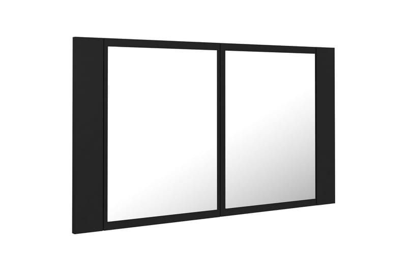 badeværelsesskab m. spejl + LED-lys 80x12x45 cm sort - Sort - Spejlskabe
