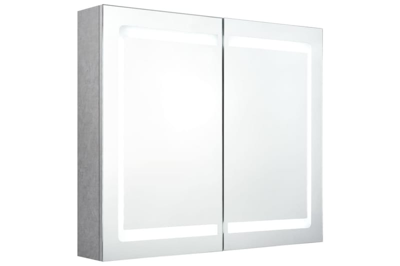 badeværelsesskab m. spejl + LED-lys 80x12x68 cm betongrå - Grå - Spejlskabe