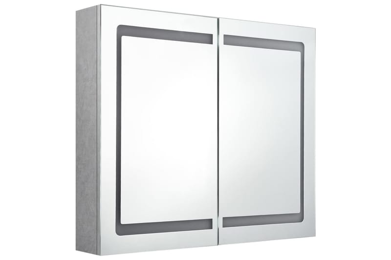 badeværelsesskab m. spejl + LED-lys 80x12x68 cm betongrå - Grå - Spejlskabe