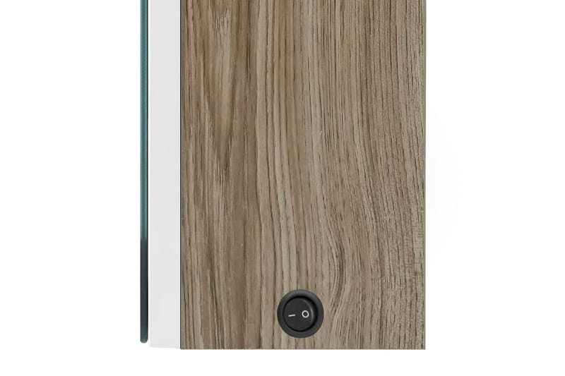 badeværelsesskab m. spejl + LED-lys 80x12x68 cm hvid og eg - Brun - Hus & renovering - Køkken & bad - Badeværelse - Badeværelsesmøbler - Spejlskabe