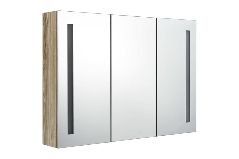 badeværelsesskab m. spejl + LED-lys 89x14x62 cm eg - Hus & renovering - Køkken & bad - Badeværelse - Badeværelsesmøbler - Spejlskabe