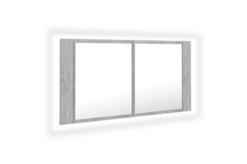 badeværelsesskab m. spejl + LED-lys 90x12x45 cm betongrå - Grå - Spejlskabe
