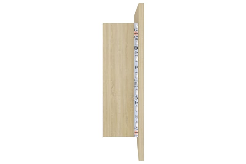 badeværelsesskab m. spejl + LED-lys 90x12x45 cm sonoma-eg - Brun - Hus & renovering - Køkken & bad - Badeværelse - Badeværelsesmøbler - Spejlskabe