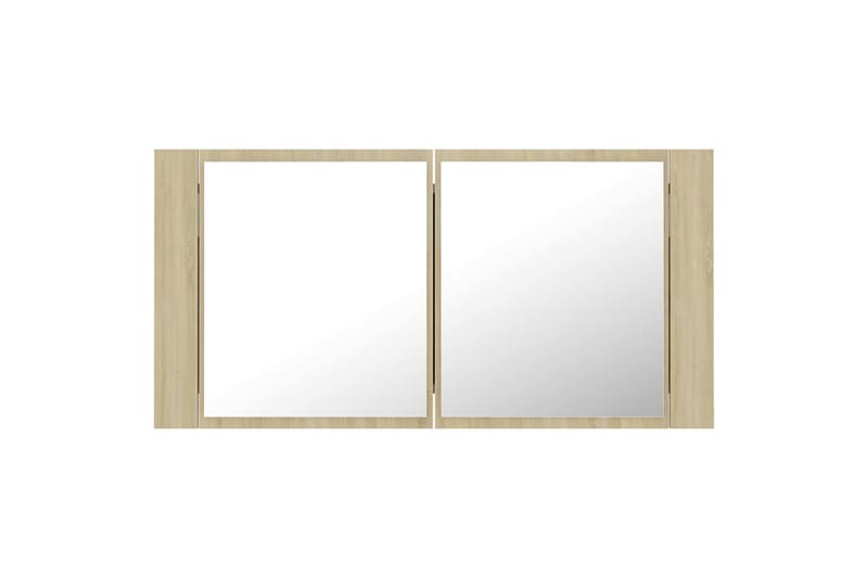 badeværelsesskab m. spejl + LED-lys 90x12x45 cm sonoma-eg - Brun - Hus & renovering - Køkken & bad - Badeværelse - Badeværelsesmøbler - Spejlskabe